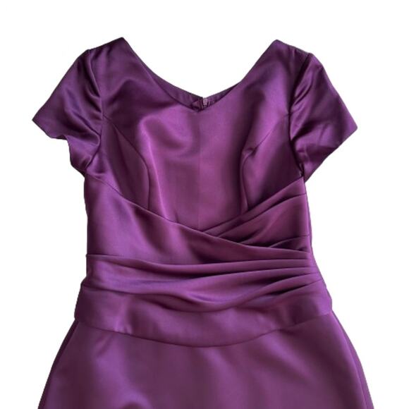 Bonny Purple Short Sleeve Ruched Waist Formal Cocktail Party Maxi Dress Size 14 - Picture 8 of 13